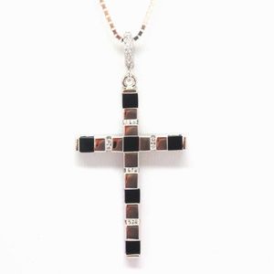 Sterling Silver and Black Onyx Cross inlay